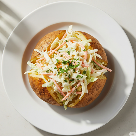 Baked Potato With Cheddar Cheese & Coleslaw 