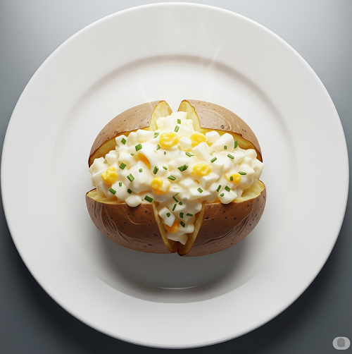 Baked Potato With Cheddar Cheese & Egg Mayo 